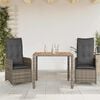 vidaXL Σετ Επίπλων Bistro Κήπου 9 τεμ. Γκρι Συνθετ. Ρατάν με Μαξιλάρια