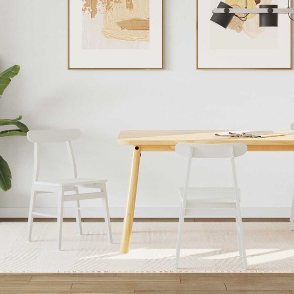 vidaXL Καρέκλα τραπεζαρίας 2 pcs Λευκό Στερεό Ξύλο Ραβέντι