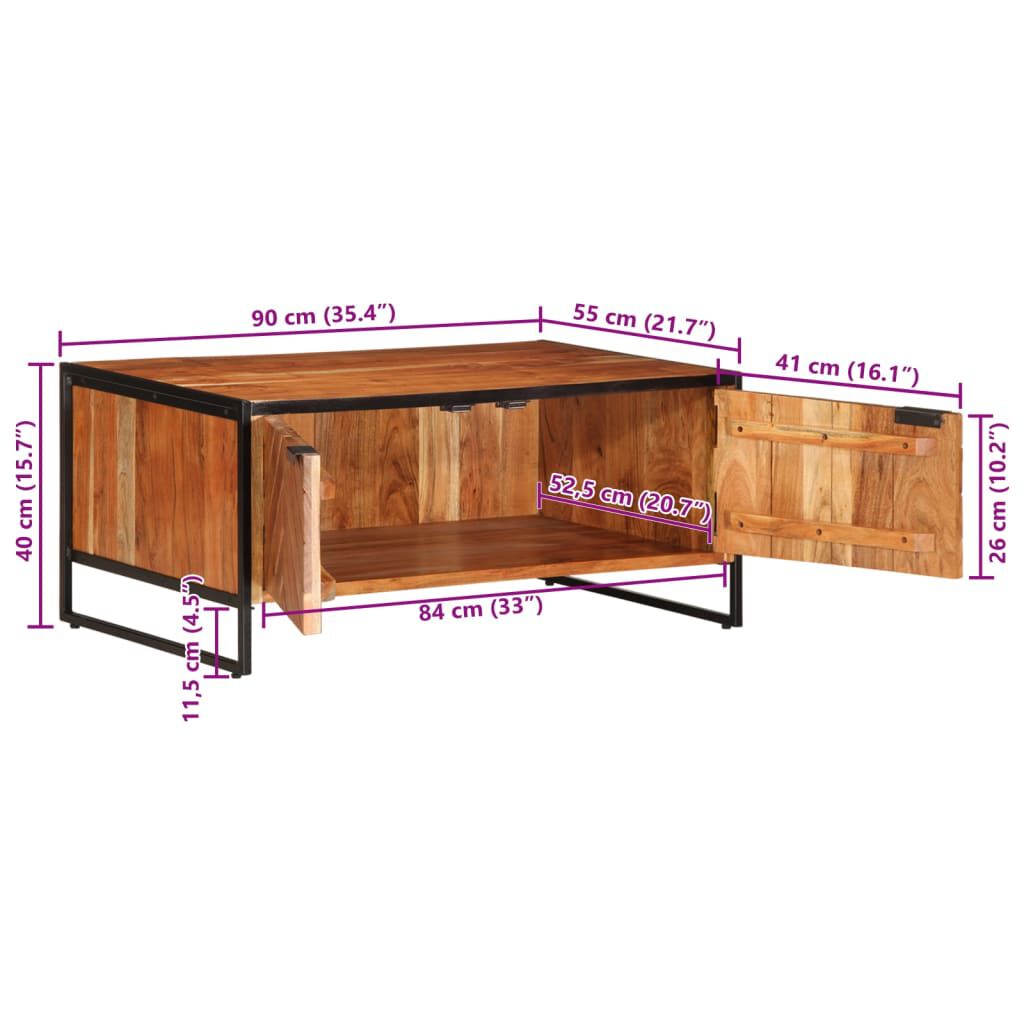 vidaXL Τραπεζάκι Σαλονιού 90x55x40 εκ. από Μασίφ Ξύλο Ακακίας