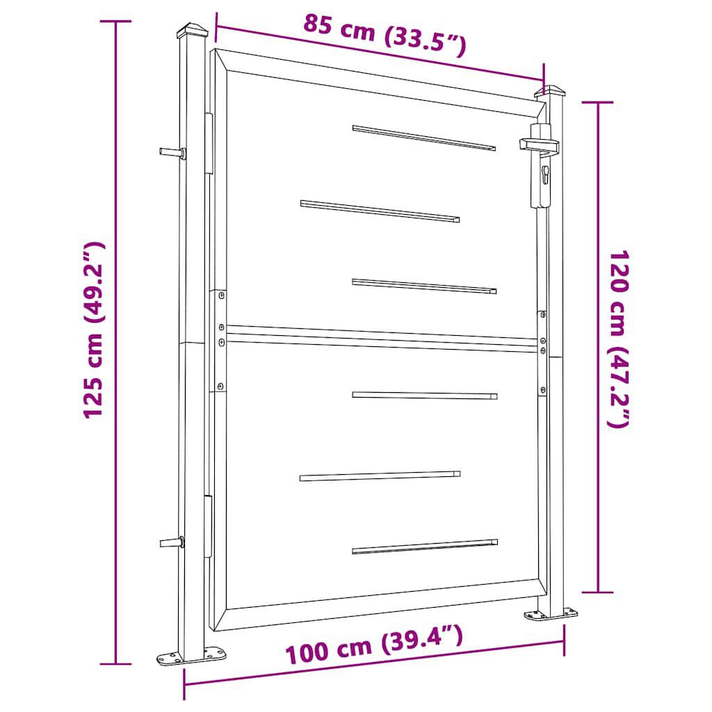 vidaXL Πόρτα Περίφραξης Κήπου 100 x 125 εκ. από Ανοξείδωτο Ατσάλι