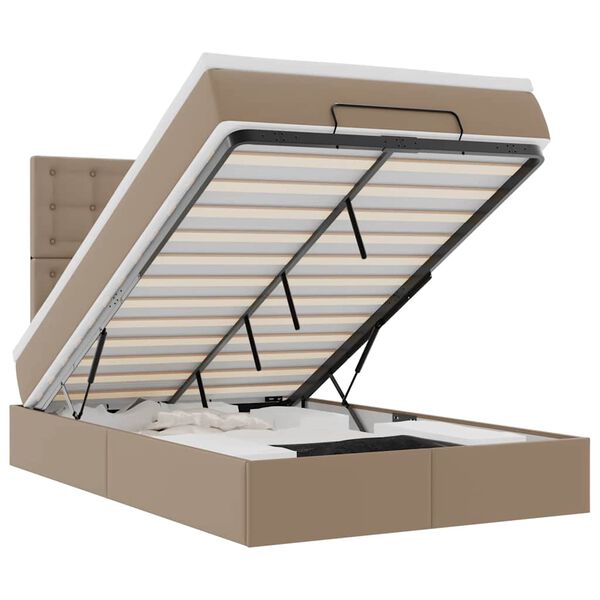 vidaXL &Omicron;&theta;&omega;&mu;&alpha;&nu;&iota;&kappa;ό &kappa;&rho;&epsilon;&beta;ά&tau;&iota; &mu;&epsilon; &sigma;&tau;&rho;ώ&mu;&alpha; & LEDs Cappucino Faux Leather