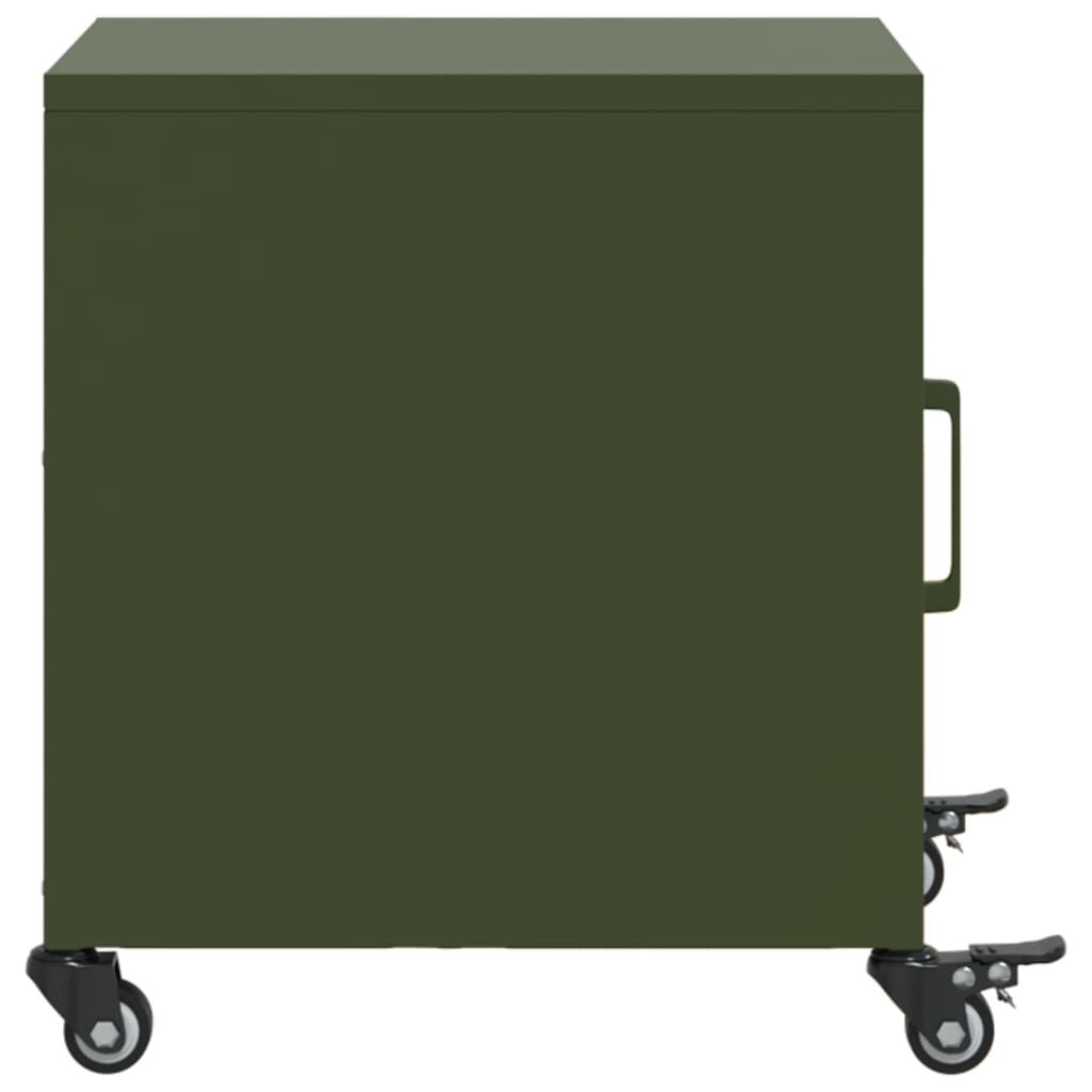 vidaXL Κομοδίνα 2 τεμ. Πράσινο Λαδί 36x39x43,5 εκ. από Χάλυβα