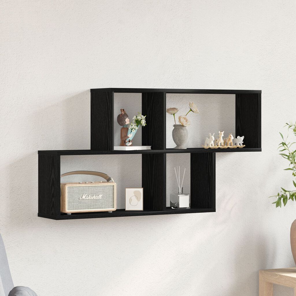 vidaXL Μαύρος Καρυδιάς Τοίχου Ντουλάπα 76x15x53 εκ. Κατασκευασμένο από Επεξεργασμένο Ξύλο