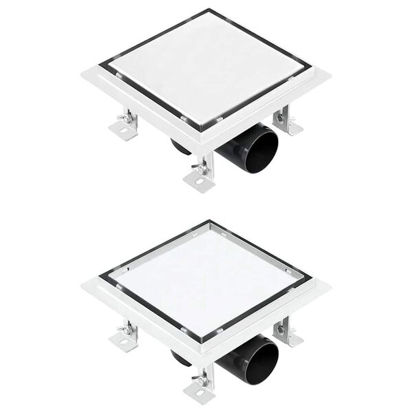 vidaXL Σιφόνι 2 σε 1 Επίπεδο/Ένθετο Πλακιδίου 18x18 εκ. Ανοξ. Ατσάλι