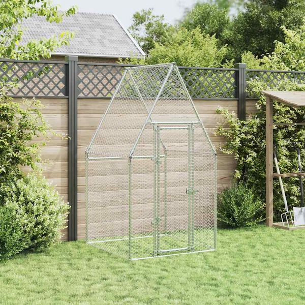 vidaXL Κοτέτσι - Κλουβί Ασημί 100x100x190 εκ. από Γαλβανισμένο Χάλυβα