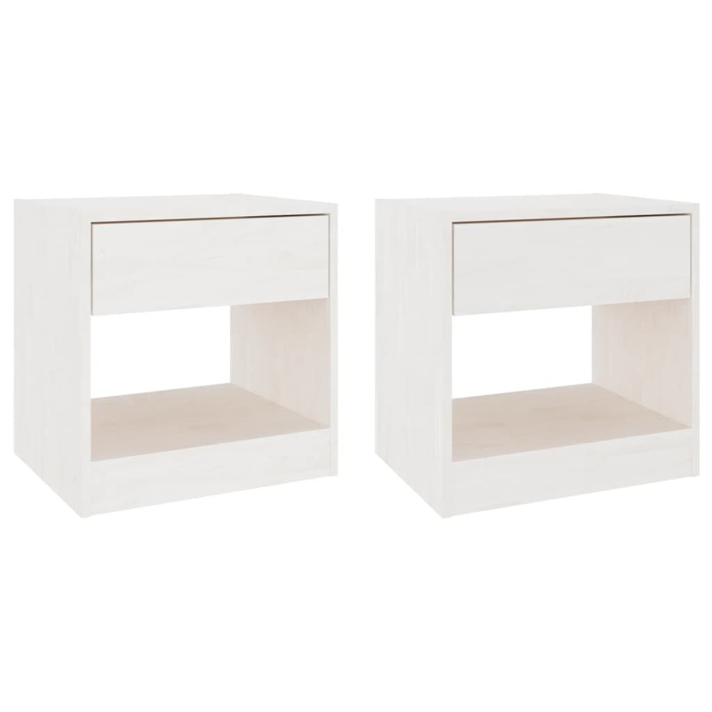 vidaXL Κομοδίνα 2 τεμ. Λευκά 40 x 31 x 40 εκ. από Μασίφ Ξύλο Πεύκου