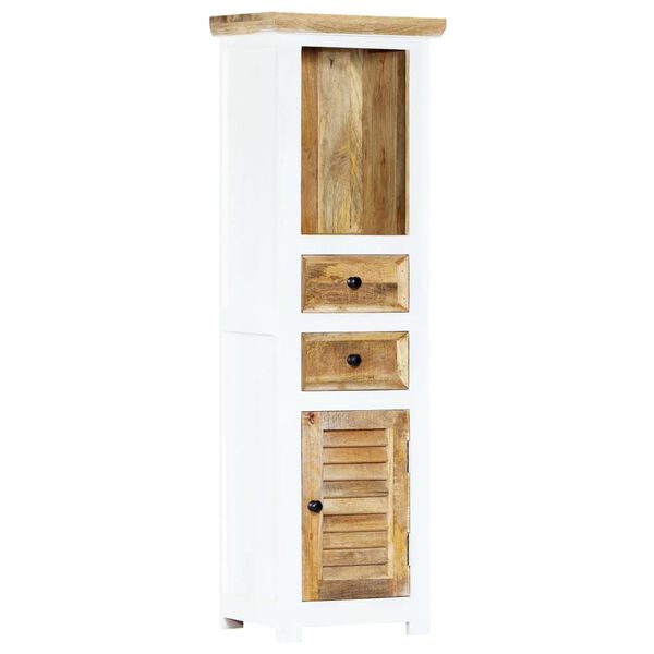 vidaXL Έπιπλο Αποθήκευσης Λευκό/Καφέ 40x30x128 εκ Ακατέργ. Ξύλο Μάνγκο