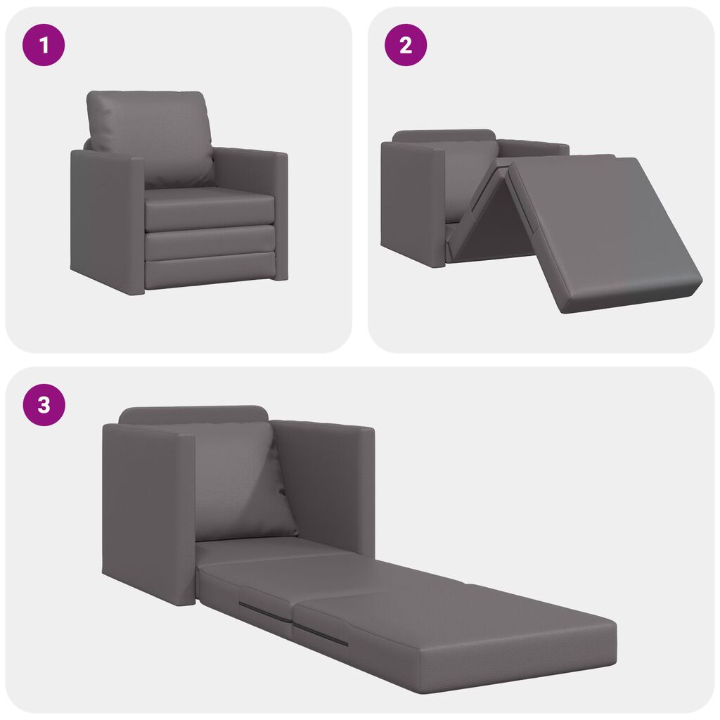 vidaXL Κρεβάτι Καναπέ 2 σε 1 Γκρι 74x77x81 cm Από Ψεύτικο Δέρμα