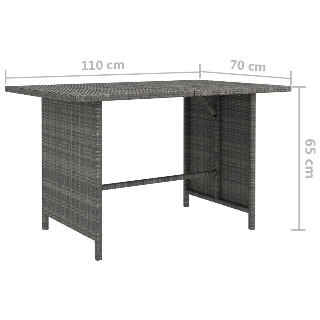 vidaXL Τραπεζαρία Κήπου Γκρι 110 x 70 x 65 εκ. από Συνθετικό Ρατάν