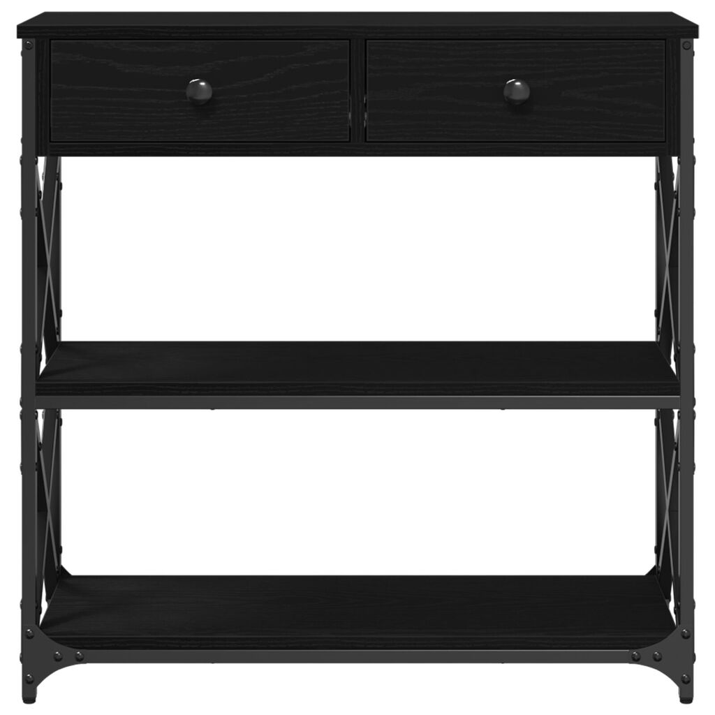 vidaXL Τραπέζι κονσόλας Μαύρη Δρυς 75x28x75 εκ. Κατασκευασμένο ξύλο και ατσάλι