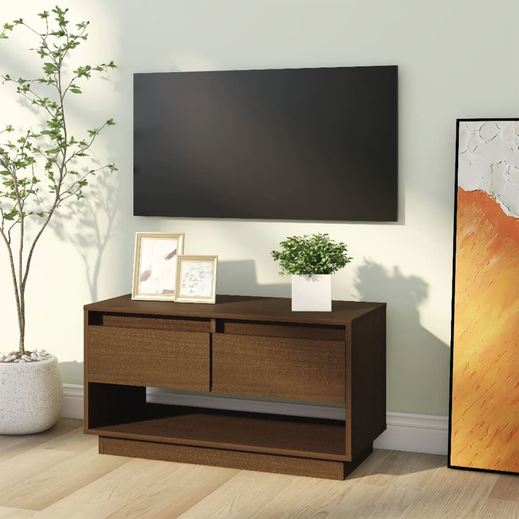 vidaXL Έπιπλο Τηλεόρασης Καφέ Μελί 74x34x40 εκ. από Μασίφ Ξύλο Πεύκου