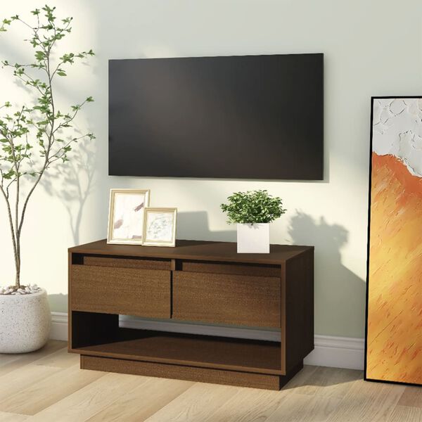 vidaXL Έπιπλο Τηλεόρασης Καφέ Μελί 74x34x40 εκ. από Μασίφ Ξύλο Πεύκου