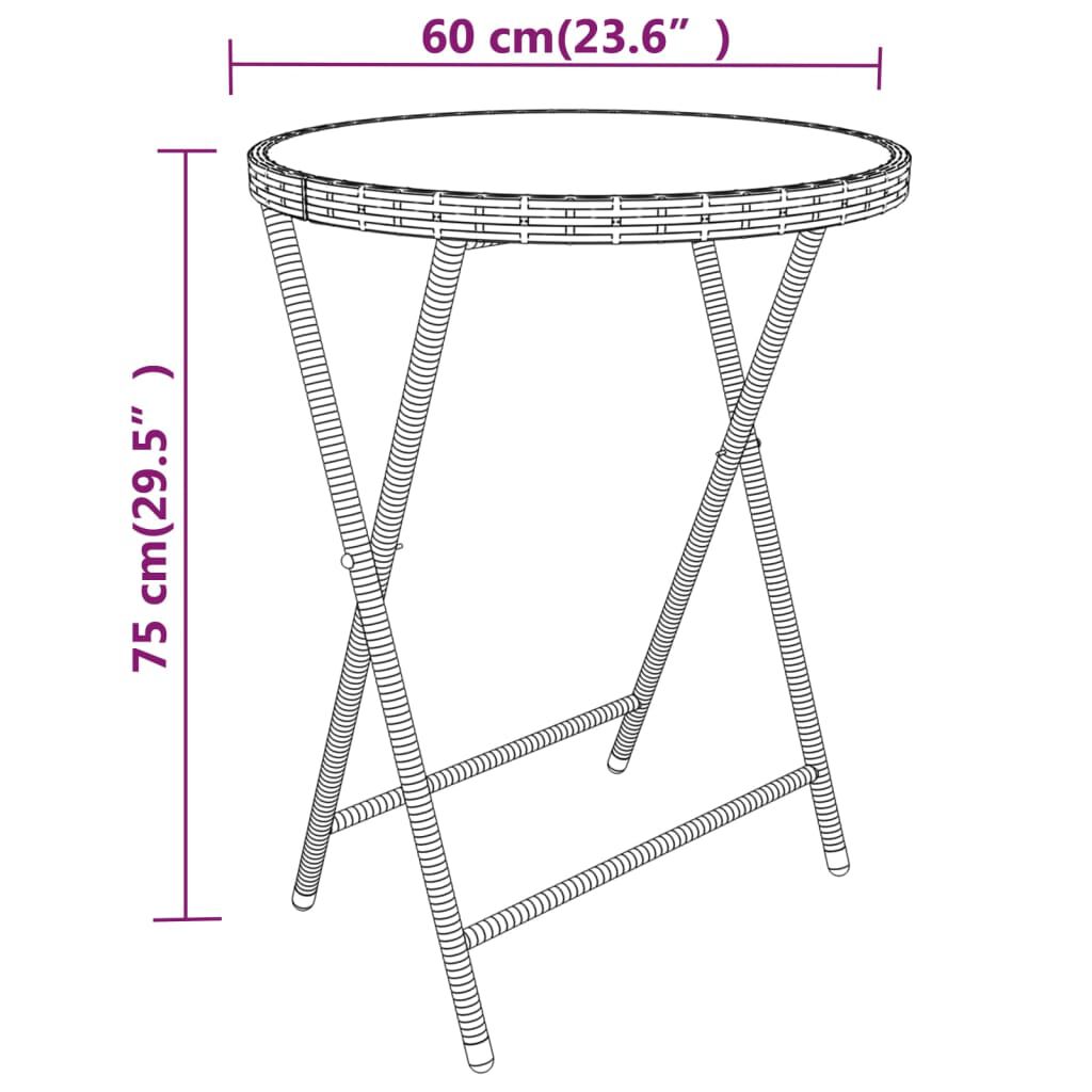 vidaXL Σετ Επίπλων Bistro Κήπου 5 τεμ. Μαύρο Συνθ. Ρατάν/Ψημένο Γυαλί