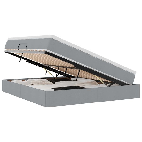 vidaXL Κρεβάτι με αποθηκευτικό χώρο και στρώμα με στρώμα Ανοιχτό γκρι
