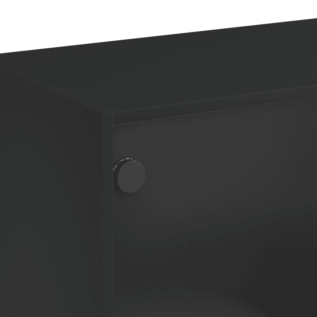 vidaXL Τραπεζάκι Σαλονιού Μαύρο 102x50x42 εκ. με Γυάλινες Πόρτες