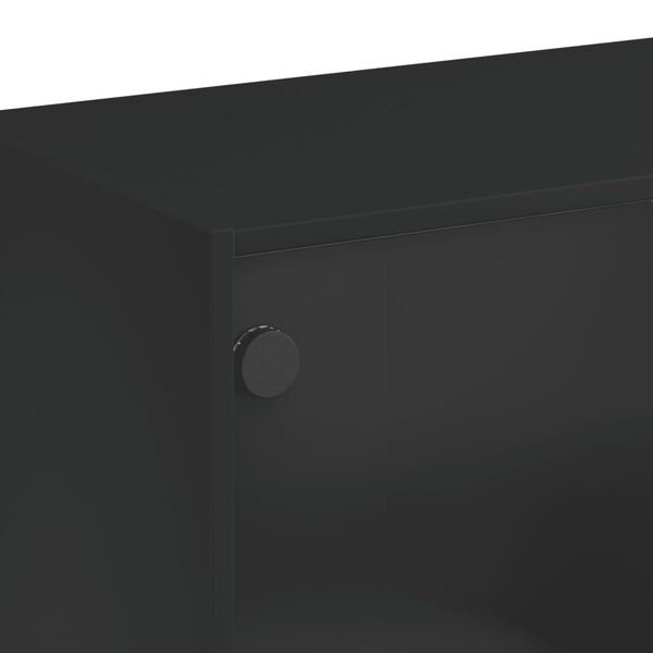 vidaXL Τραπεζάκι Σαλονιού Μαύρο 102x50x42 εκ. με Γυάλινες Πόρτες