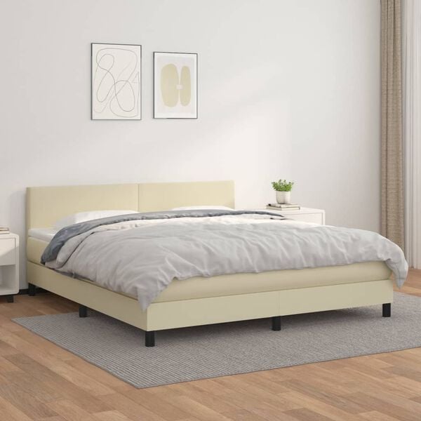 vidaXL &Kappa;&rho;&epsilon;&beta;ά&tau;&iota; Boxspring &mu;&epsilon; &Sigma;&tau;&rho;ώ&mu;&alpha; &Kappa;&rho;&epsilon;&mu; 180x200 &epsilon;&kappa;. &Sigma;&upsilon;&nu;&theta;&epsilon;&tau;&iota;&kappa;ό &Delta;έ&rho;&mu;&alpha;