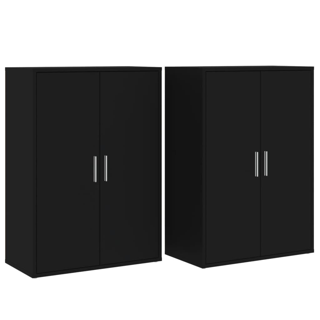 vidaXL Βοηθητικά Ντουλάπια 2 τεμ. Μαύρη 60 x 31 x 84 εκ. Επεξεργ. Ξύλο