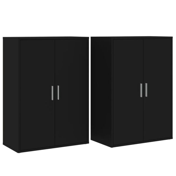 vidaXL Βοηθητικά Ντουλάπια 2 τεμ. Μαύρη 60 x 31 x 84 εκ. Επεξεργ. Ξύλο