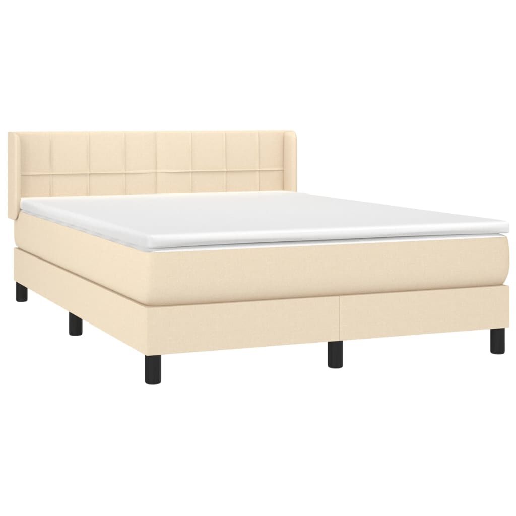 vidaXL Κρεβάτι Boxspring με Στρώμα Κρεμ 140x190 εκ. Υφασμάτινο