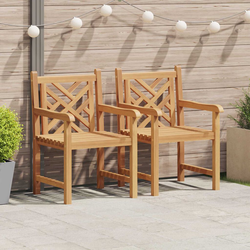 vidaXL Καρέκλα Κήπου 2 pcs Καστανό 58 x 60 x 90 εκ Μασίφ ξύλο teak