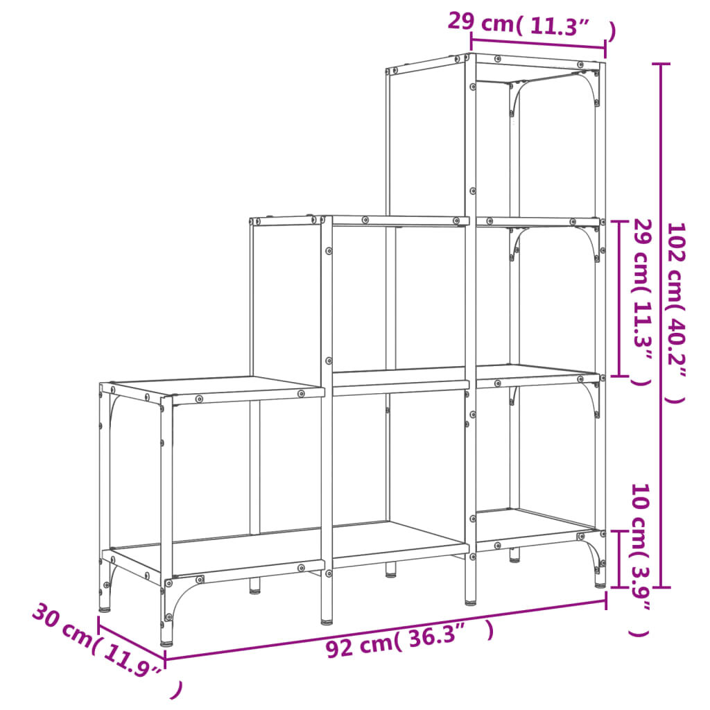 vidaXL Βιβλιοθήκη Sonoma Δρυς 92x30x102 εκ. Επεξεργ. Ξύλο & Μέταλλο