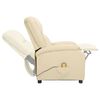 vidaXL Πολυθρόνα Μασάζ με Ανύψωση Κρεμ Γνήσιο Δέρμα