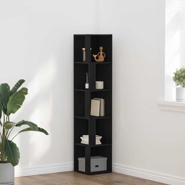 vidaXL Γωνιακά ράφια Μαύρη δρυς 33 x 33 x 164.5 cm Επεξεργασμένο ξύλο