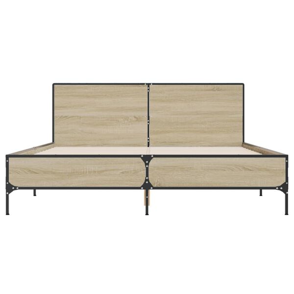 vidaXL Πλαίσιο Κρεβατιού Sonoma Δρυς 160x200 εκ. Επεξ. Ξύλο & Μέταλλο