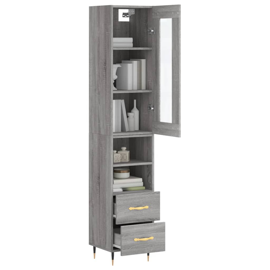vidaXL Μπουφές Sonoma Γκρι 34,5 x 34 x 180 εκ. από Επεξεργασμένο Ξύλο