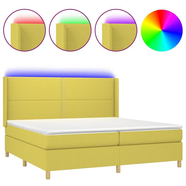 vidaXL &Kappa;&rho;&epsilon;&beta;ά&tau;&iota; Boxspring &mu;&epsilon; &Sigma;&tau;&rho;ώ&mu;&alpha; & LED &Pi;&rho;ά&sigma;&iota;&nu;&omicron; 200x200 &epsilon;&kappa; &Upsilon;&phi;&alpha;&sigma;&mu;ά&tau;&iota;&nu;&omicron;