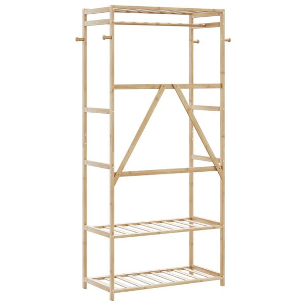 vidaXL Κρεμάστρα Ρούχων με Ράφια 80x40x175 εκ. Μπαμπού