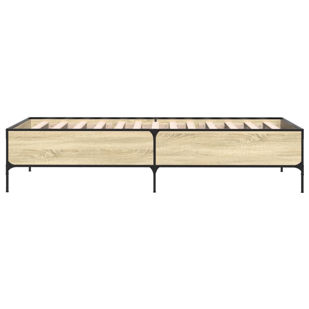 vidaXL Πλαίσιο Κρεβατιού Sonoma Δρυς 100x200 εκ. Επεξ. Ξύλο & Μέταλλο