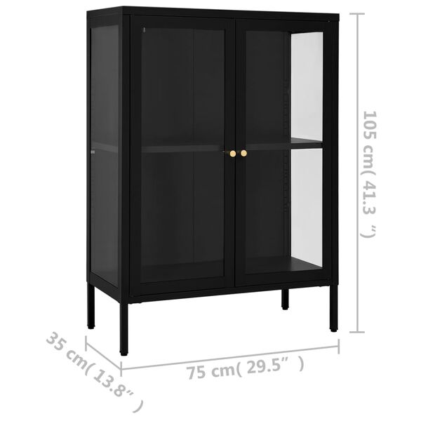 vidaXL Μπουφές Μαύρος 75 x 35 x 105 εκ. από Ατσάλι και Γυαλί