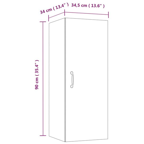 vidaXL Ντουλάπι Τοίχου Μαύρο 34,5x34x90 εκ. Επεξεργασμένο Ξύλο