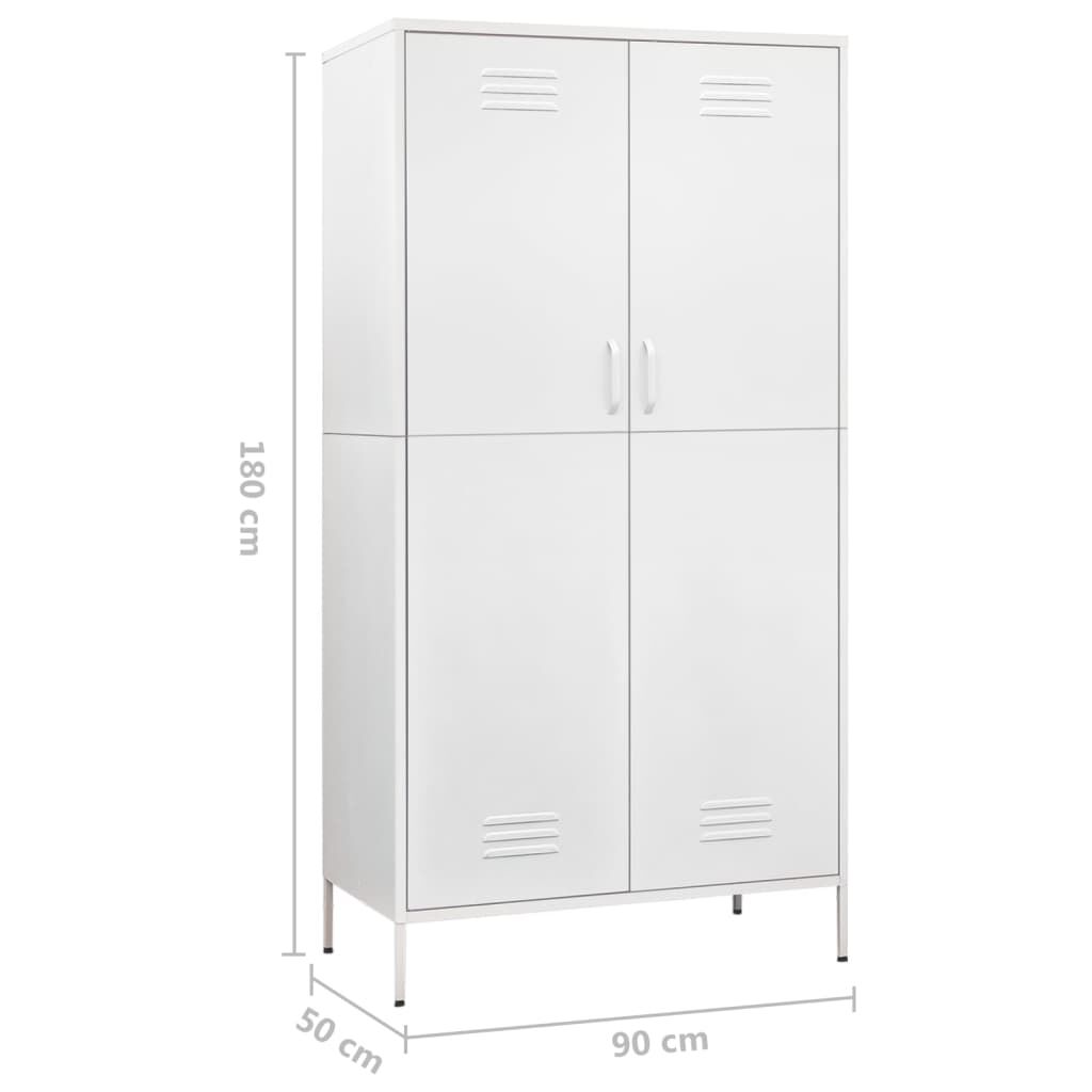 vidaXL Ντουλάπα Λευκή 90 x 50 x 180 εκ. από Ατσάλι
