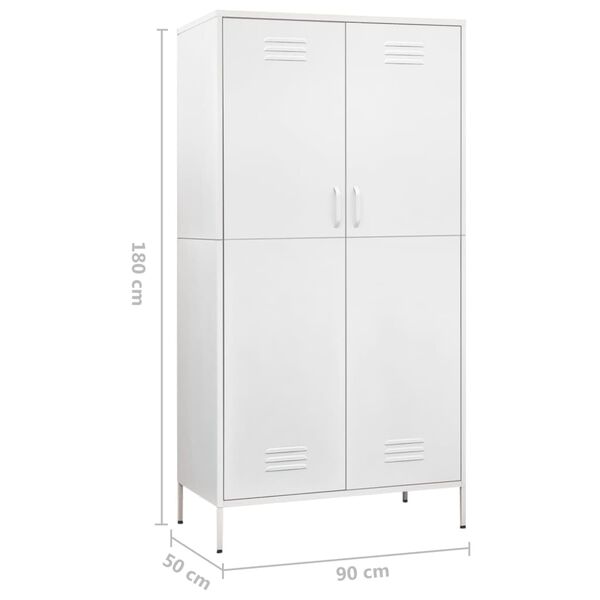 vidaXL Ντουλάπα Λευκή 90 x 50 x 180 εκ. από Ατσάλι