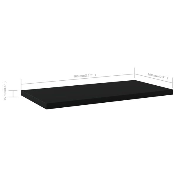 vidaXL Ράφια Βιβλιοθήκης 4 τεμ. Μαύρα 40x20x1,5 εκ. από Επεξ.Ξύλο