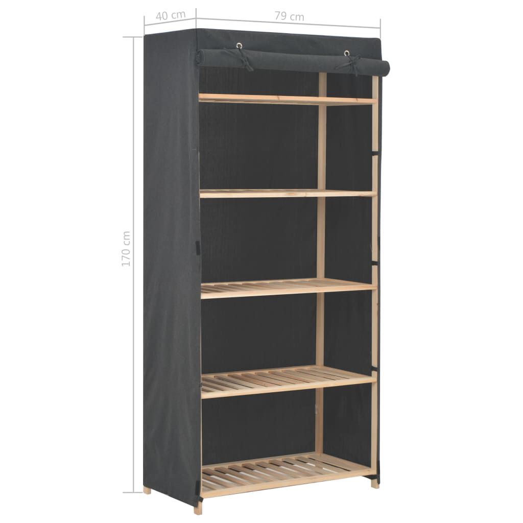 vidaXL Ντουλάπα Γκρι 79 x 40 x 170 εκ. Υφασμάτινη