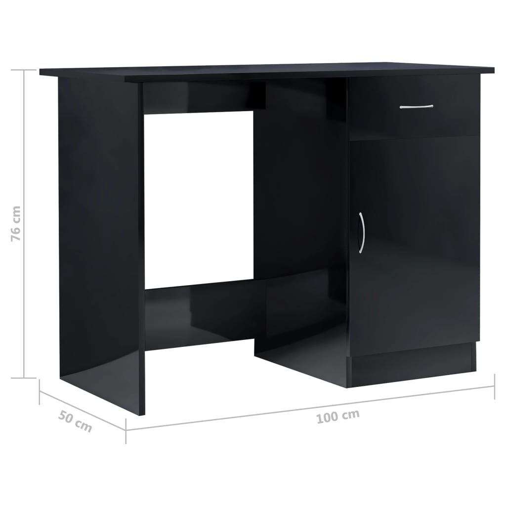 vidaXL Γραφείο Γυαλιστερό Μαύρο 100 x 50 x 76 εκ. από Μοριοσανίδα
