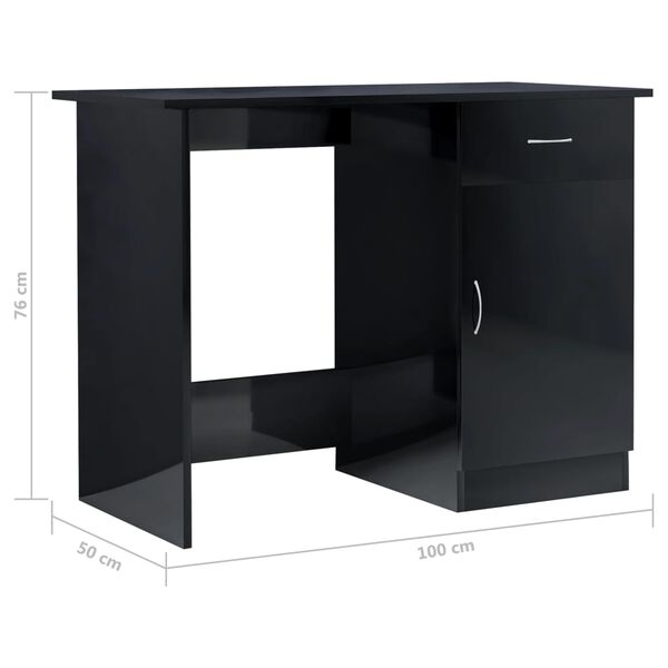 vidaXL Γραφείο Γυαλιστερό Μαύρο 100 x 50 x 76 εκ. από Μοριοσανίδα