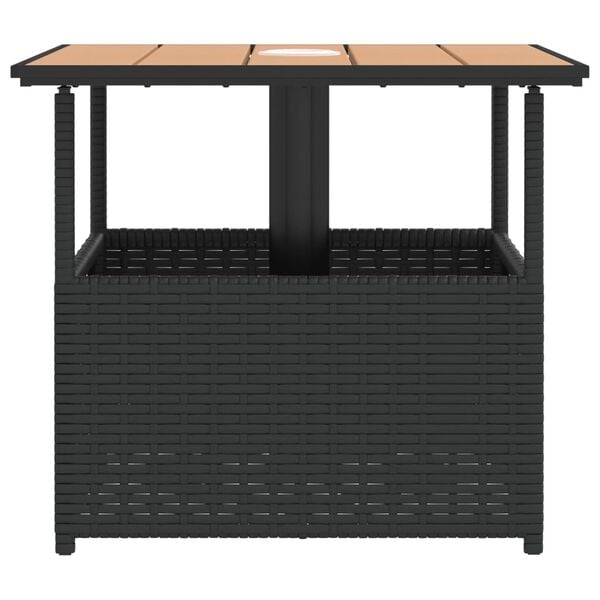 vidaXL Τραπέζι Κήπου με Οπή Ομπρέλας Μαύρο 55x55x46,5εκ. Συνθ. Ρατάν