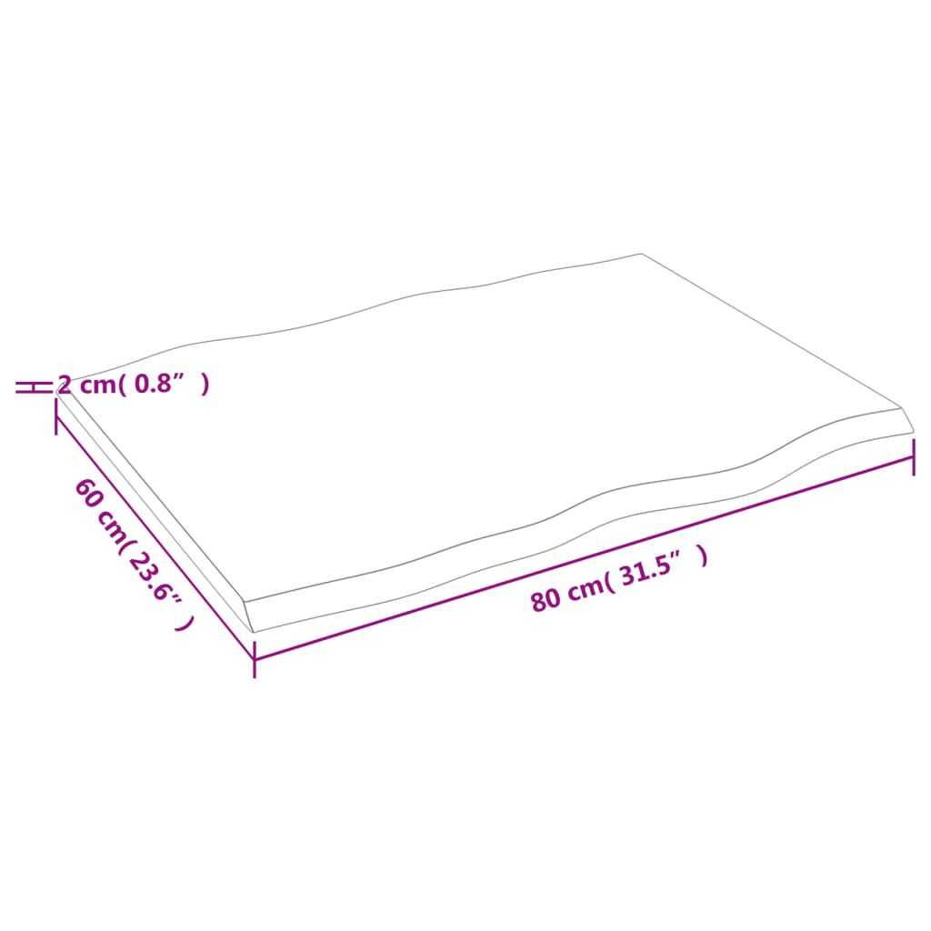 vidaXL Επιφ Τραπεζιού Σκ Καφέ 80x60x2εκ. Επ Μασίφ Ξύλο Δρυός Live Edge