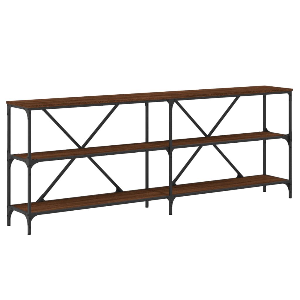 vidaXL Τραπέζι Κονσόλα Καφέ Δρυς 200x30x75 εκ. Επεξ. Ξύλο/Σίδηρος