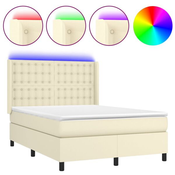 vidaXL &Kappa;&rho;&epsilon;&beta;ά&tau;&iota; Boxspring &mu;&epsilon; &Sigma;&tau;&rho;ώ&mu;&alpha; & LED &Kappa;&rho;&epsilon;&mu; 140x200 &epsilon;&kappa;. &Sigma;&upsilon;&nu;&theta;. &Delta;έ&rho;&mu;&alpha;
