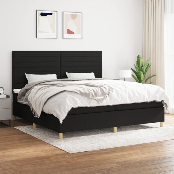 vidaXL &Kappa;&rho;&epsilon;&beta;ά&tau;&iota; Boxspring &mu;&epsilon; &Sigma;&tau;&rho;ώ&mu;&alpha; &Mu;&alpha;ύ&rho;&omicron; 200x200 &epsilon;&kappa;. &Upsilon;&phi;&alpha;&sigma;&mu;ά&tau;&iota;&nu;&omicron;
