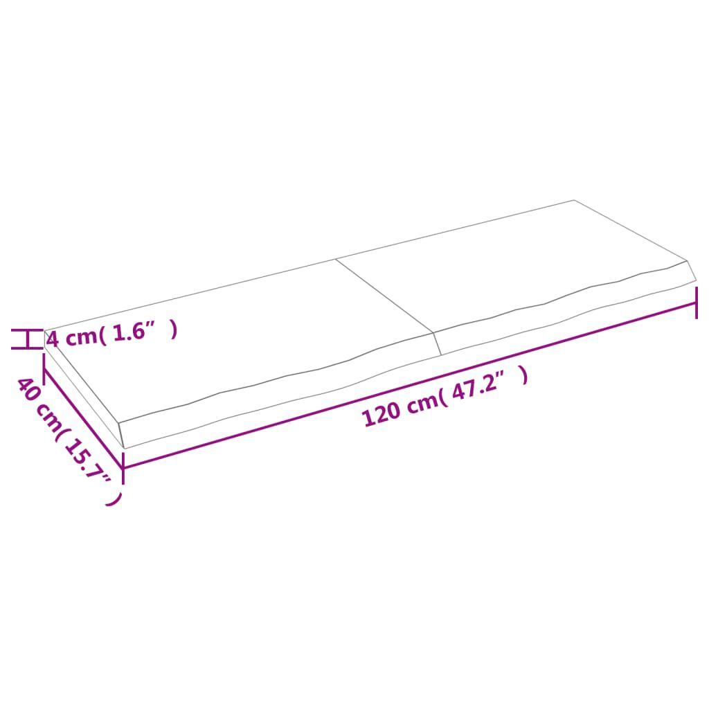 vidaXL Επιφ Τραπεζιού Αν Καφέ 120x40x(2-4)εκ. Επεξ. Μασίφ Ξύλο Δρυός