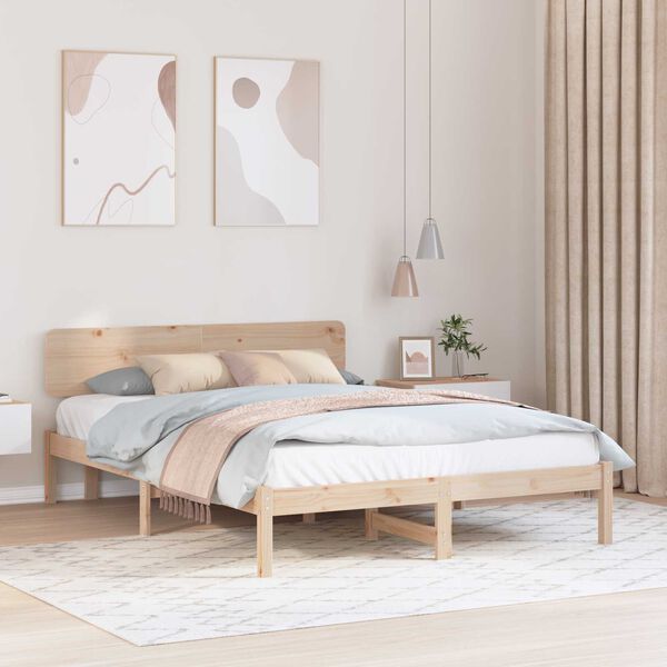 vidaXL Κρεβάτι με κεφαλάρι 150x200 εκ μασίφ ξύλου πεύκου