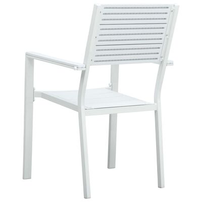 vidaXL Καρέκλες Κήπου 4 τεμ. Λευκές με Όψη Ξύλου από HDPE