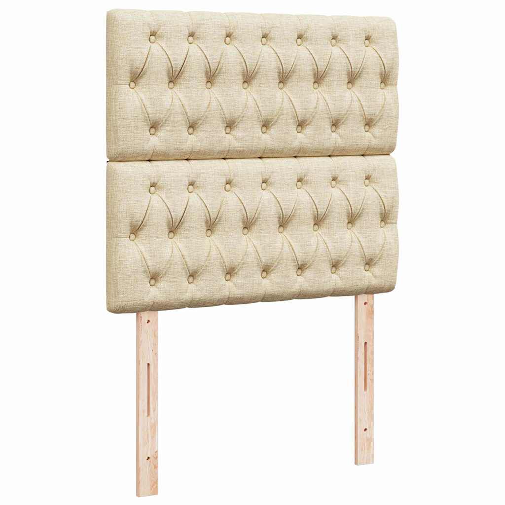 vidaXL Οθωμανικό κρεβάτι με στρώμα Cream 90x200cm ύφασμα
